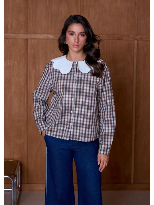 Chemise Femme à Grand Col Festonné