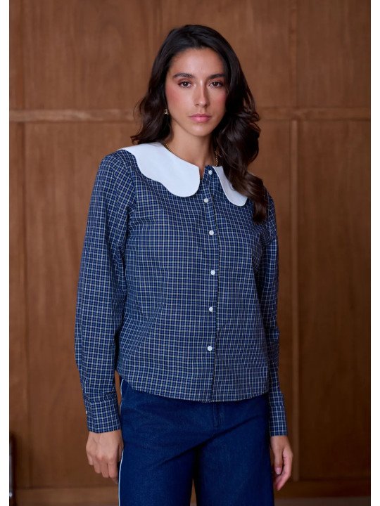 Chemise Femme à Grand Col Festonné