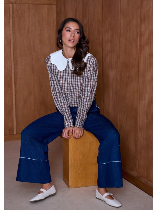 Chemise Femme à Grand Col Festonné