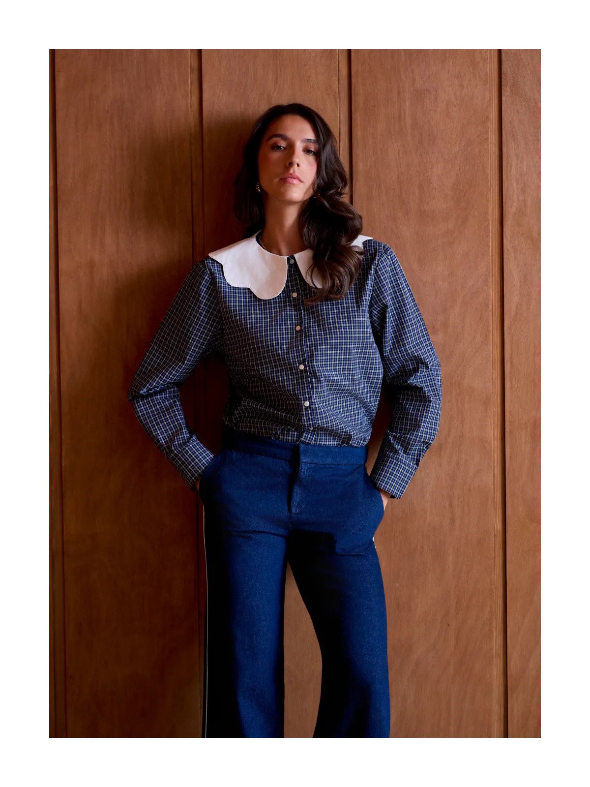 Chemise Femme à Grand Col Festonné