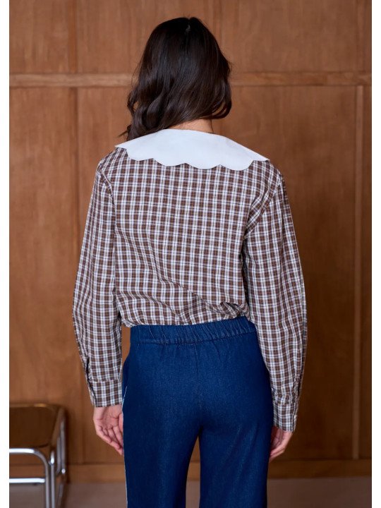 Chemise Femme à Grand Col Festonné