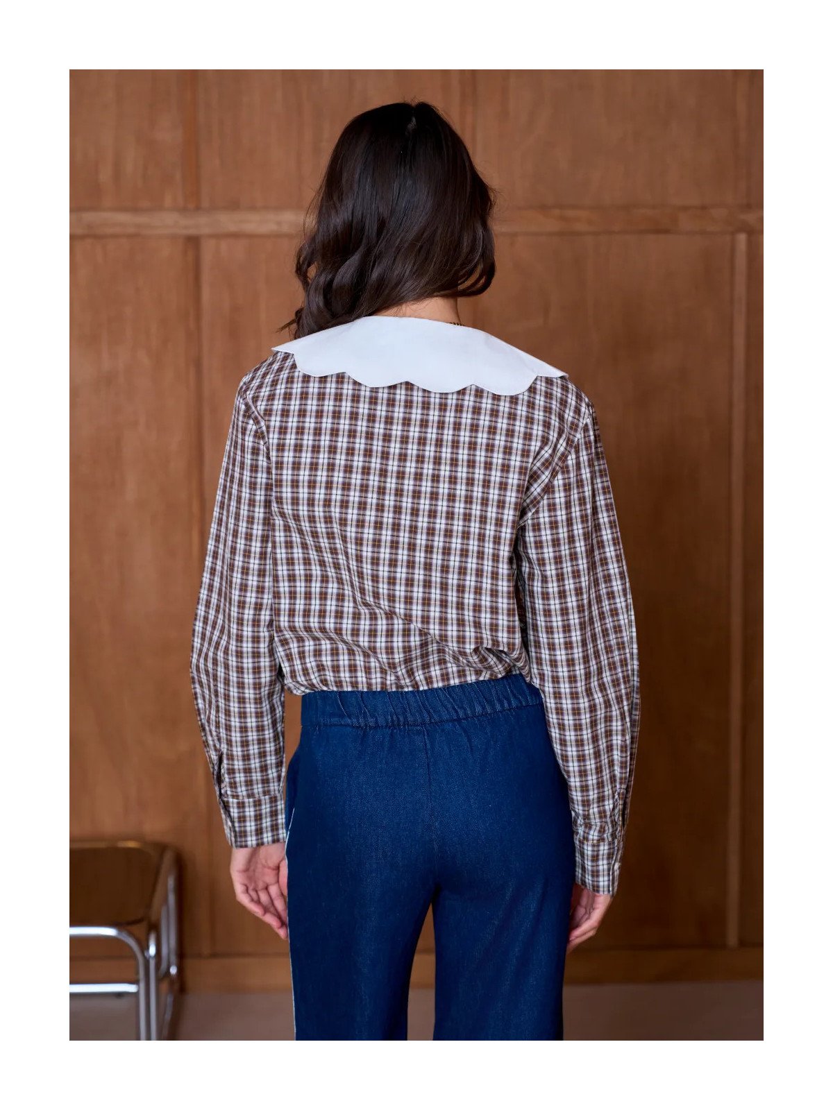 Chemise Femme à Grand Col Festonné