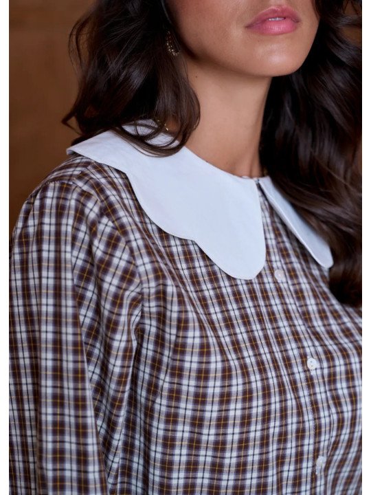Chemise Femme à Grand Col Festonné