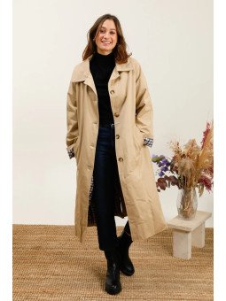 Women's long belted trench coat