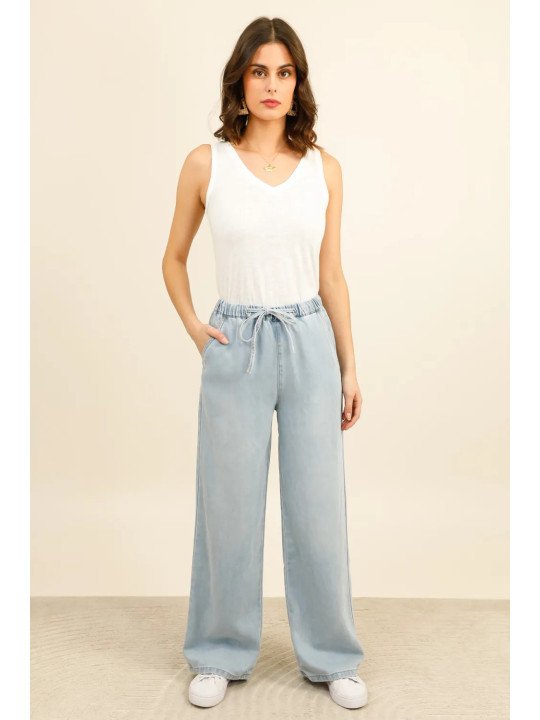 Women's wide-leg trousers 100% lyocell