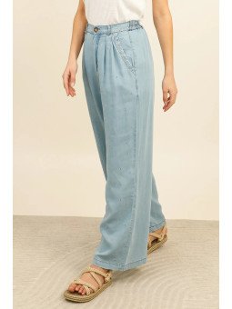 Women's wide-leg trousers 100% lyocell