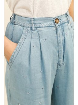Pantalon large 100 % lyocell femme