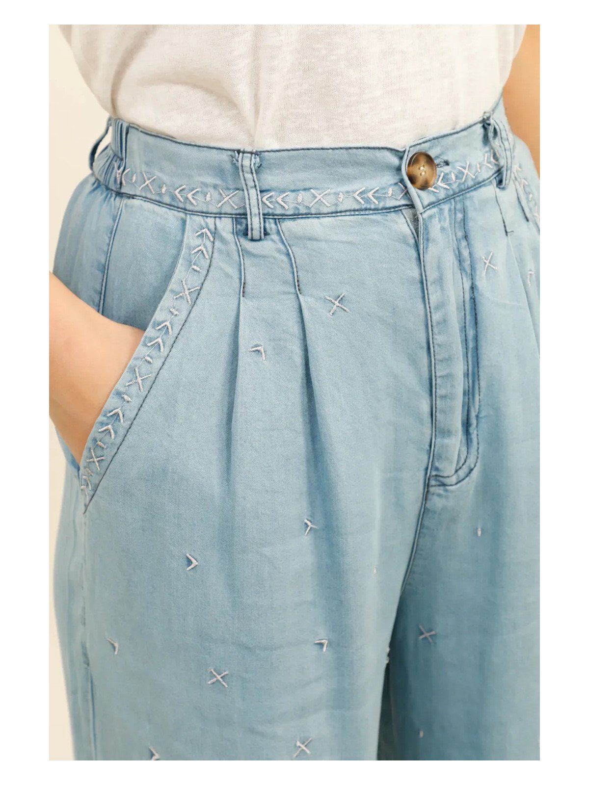 Pantalon large 100 % lyocell femme