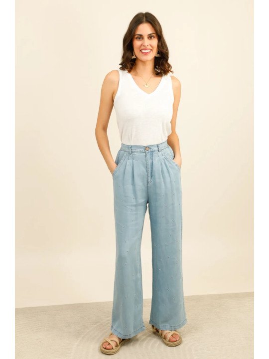 Women's wide-leg trousers 100% lyocell