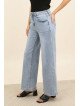 Jean femme taille haute large en coton stretch