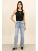 Jean femme taille haute large en coton stretch