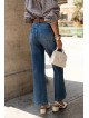 Damen-Jeans mit hohem Bund und weitem Bein aus Stretch-Baumwolle
