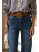 Damen-Jeans mit hohem Bund und weitem Bein aus Stretch-Baumwolle