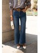 Jean femme taille haute large en coton stretch