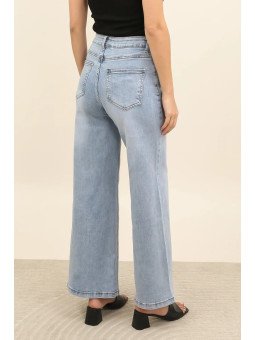 Jean femme taille haute large en coton stretch