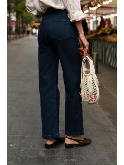 Jean femme taille haute coupe large