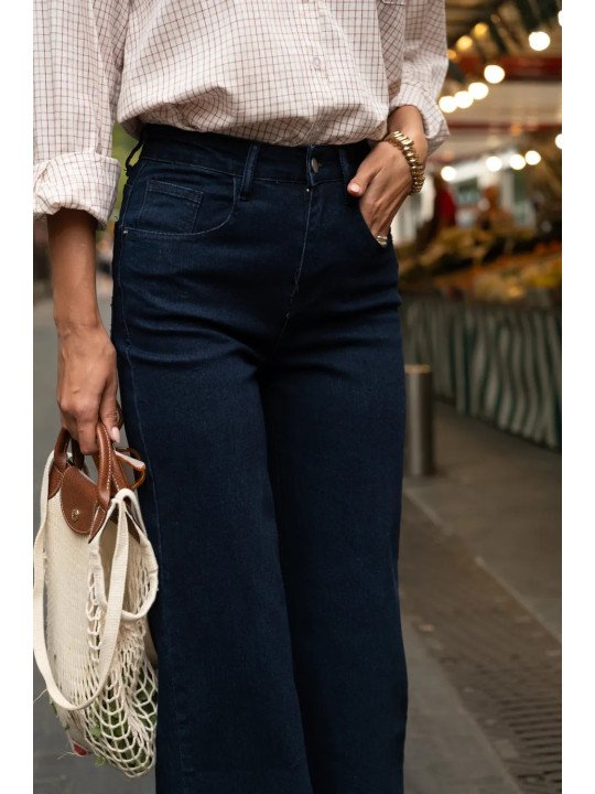 Jean femme taille haute coupe large