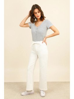 Jean Femme Taille Haute Coupe Large à Ceinture