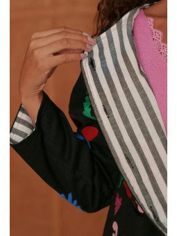 Veste Femme Brodée 100% Coton Boutonnée