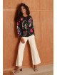 Bestickte Damenjacke mit Knopfleiste, 100 % Baumwolle