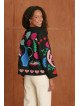 Bestickte Damenjacke mit Knopfleiste, 100 % Baumwolle