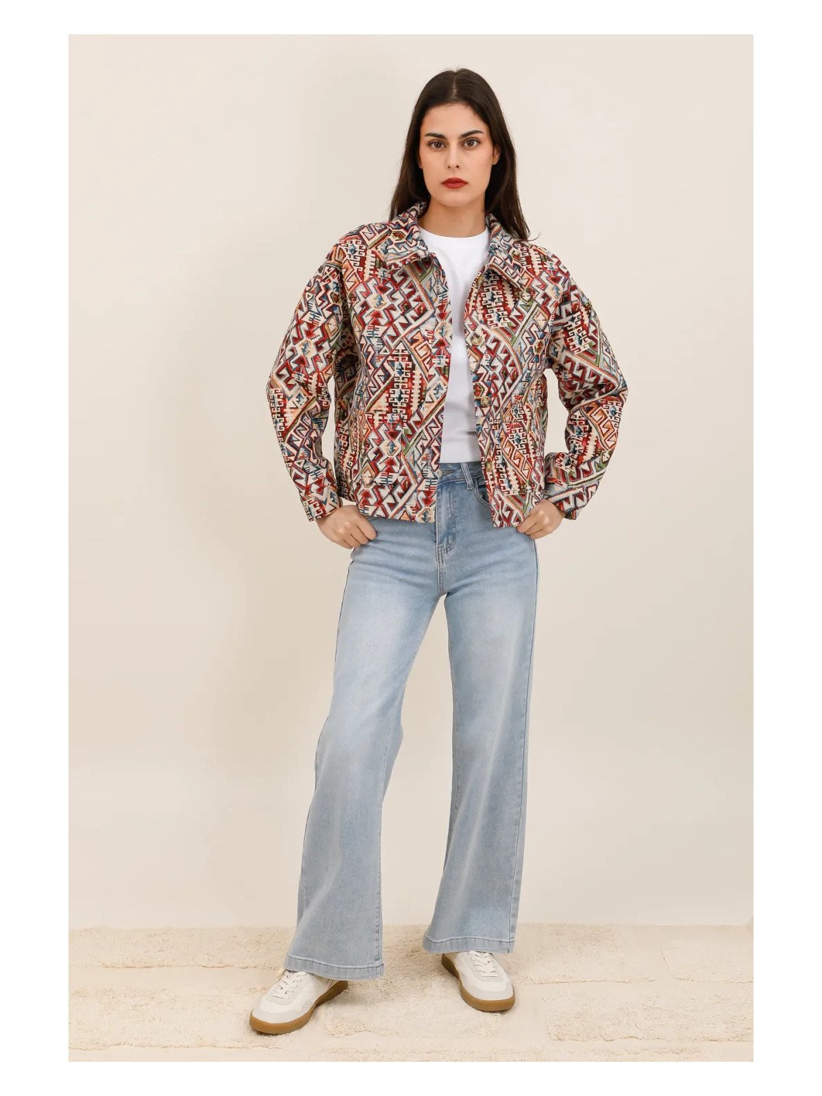 Veste courte femme en jacquard structuré