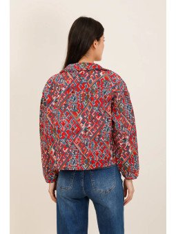 Kurze Damenjacke aus strukturiertem Jacquard