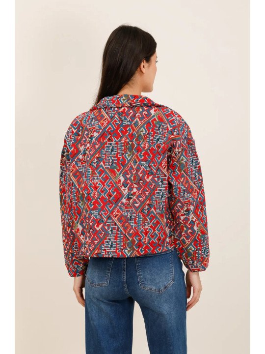 Women's short jacket in structured jacquard