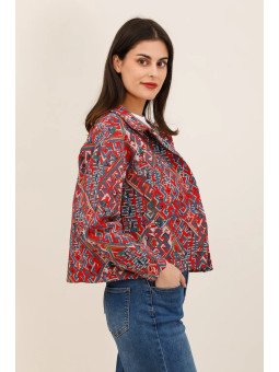 Kurze Damenjacke aus strukturiertem Jacquard