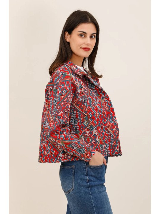 Women's short jacket in structured jacquard