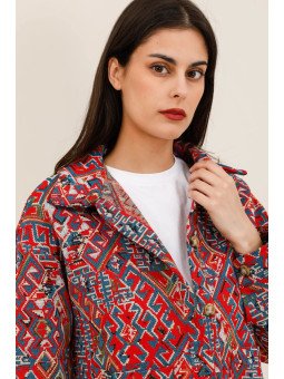 Kurze Damenjacke aus strukturiertem Jacquard