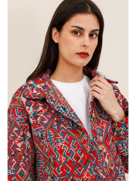 Women's short jacket in structured jacquard