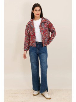 Women's short jacket in structured jacquard