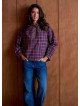 Women's loose-fitting blouse with a shirt collar and long sleeves