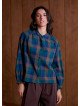 Blouse femme ample à col officier et manches longues
