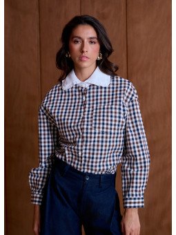 Chemise Femme à Col Volanté et Manches Longues
