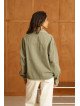 Locker sitzendes Damen-Canvas-Overshirt mit aufgesetzten Taschen