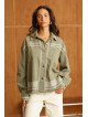 Surchemise Femme Ample en Toile à Poches Plaquées
