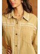 Surchemise Femme Ample en Toile à Poches Plaquées