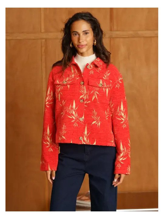 Kurze, strukturierte Damenjacke mit Taschen