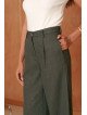 Damen-Hose mit weitem Bein, hohem Bund und Falten