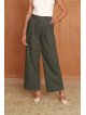 Damen-Hose mit weitem Bein, hohem Bund und Falten