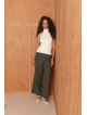 Damen-Hose mit weitem Bein, hohem Bund und Falten