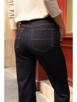 Women's High-Waisted Straight Jeans with Wide Turn-Ups