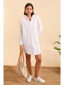 Langes, locker sitzendes Hemdkleid für Damen
