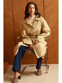 Trench Long Femme Ceinturé à Col Large
