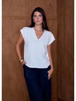 Pull Femme Col V à Manches Courtes