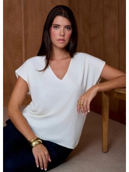 Pull Femme Col V à Manches Courtes